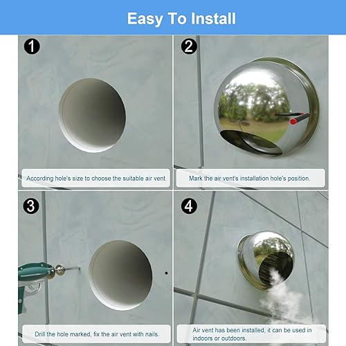 Miniatura 8 de Cubierta de ventilación redonda de 2 pulgadas, 6 pulgadas, 8 pulgadas, 10 pulgadas, extractor externo, montaje fácil y seguro en una pared, techo u