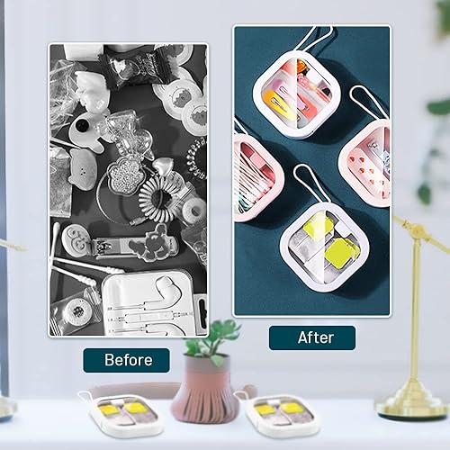 Miniatura 4 de Joyero portátil pequeño con correa de silicona, prensa para abrir, soporte para hisopos de algodón, organizador de corbatas para el cabello,