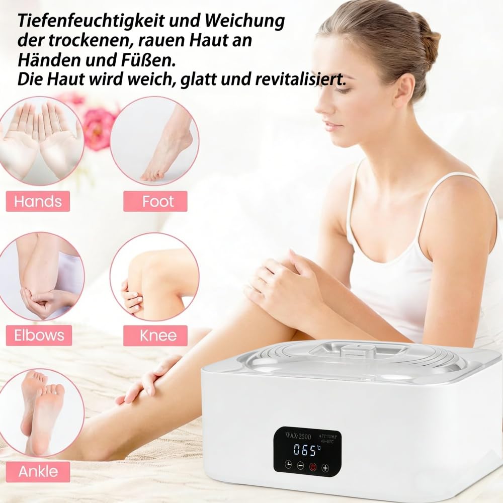 Paraffinbad Beheizte Wachsmaschine mit Automatikmodus, präziser Temperaturregelung & Schnellschmelz Wärme halten, professionelle Hausspa-Suite feuchtige Haut Arthritis lindern (4L) (Silvery)
