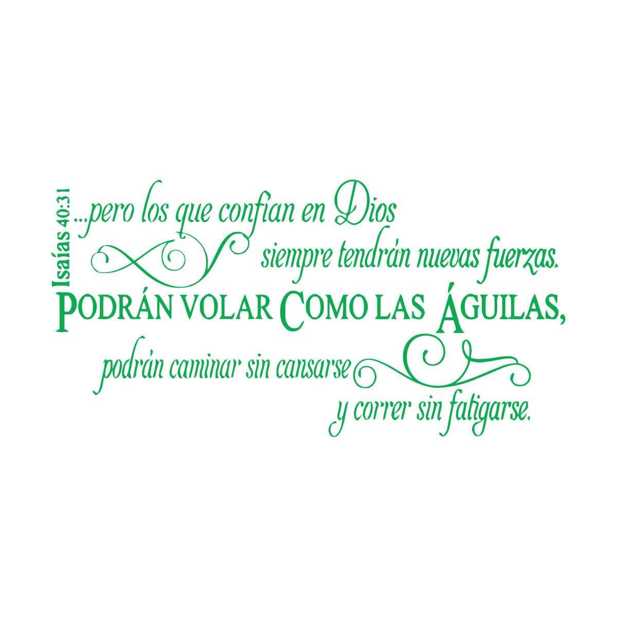 Engraving Decals Isaiah Scripture They May Fly Like Eagles Christian Bible Verse Religion Spanish 30x59.9cm Removable Without Leaving Glue Green
