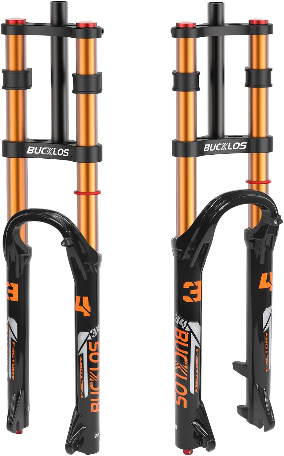 BUCKLOS 26/27.5/29" MTB Air Suspension Fork 180mm Travel, Rebound Adjust Manual Lockout, Double Crown Mountain Bike 34mm Stanchion 1-1/8" Threadless Straight Tube 9*100mm QR XC AM Bicycle Front Fork