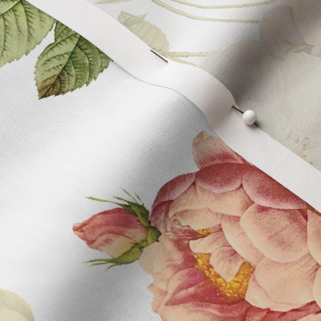 Spoonflower Fabric - Vintage Pink Rose Garden Roses Printed on Cotton Poplin Fabric by The Yard - Sewing Shirting Quilting Dresses Apparel Crafts