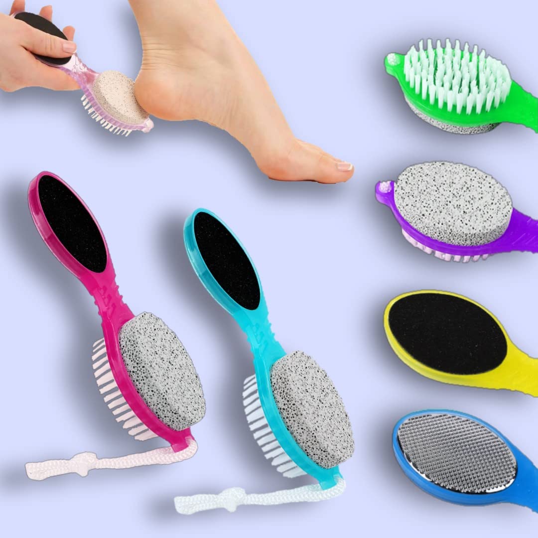 FLETIX 4 in 1 Callus Remover Pedicure Foot File, Pumice Stone with Cleaning Brush & Scrubber for Beauty Women Girl Men Boys Skin Glow | Remove Dry, Crack Hard Skin and Warts (Multi-Use) (Multicolor) (B09ZDXLG1B) Amazon Price History, Amazon Price Tracker
