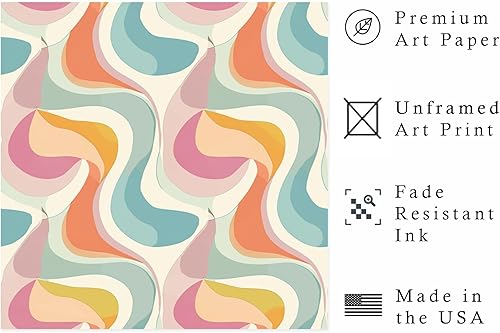 Miniatura 2 de Ethan Taylor Abstract Wall Art Prints Unframed Square Posters 'Retro 70s Hippie Groovy Pattern III' Retro Home Décor for Living Room, Bedroom,