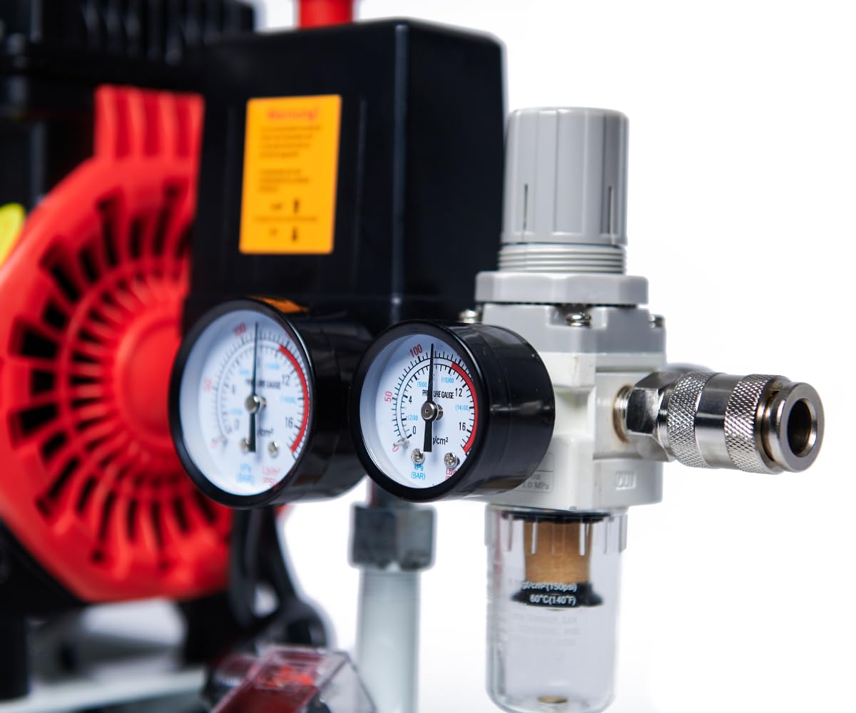 Starkwerk Flüsterkompressor Kompressor Druckluftkompressor Silent 69 dB SW 375/10 Pro 1100 Watt 10 Bar 24 Liter Kessel inklusive Druckminderer und Wasserabscheider