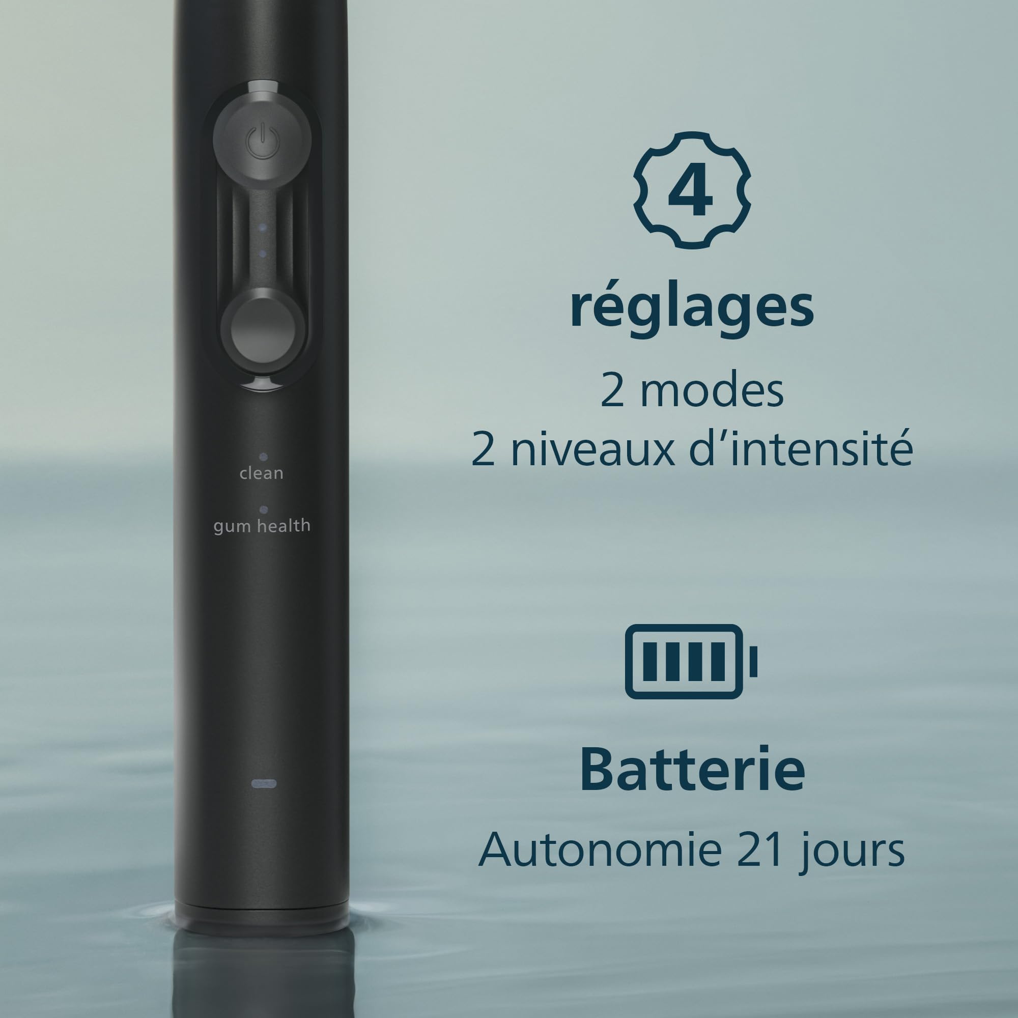 Philips Sonicare série 4100 – Brosse à dents électrique sonique, capteur de pression, 4 réglages, EasyStart, SmarTimer, 21 jours d’autonomie, étui de voyage, coloris noir, modèle HX4046/52, [Nouveau]