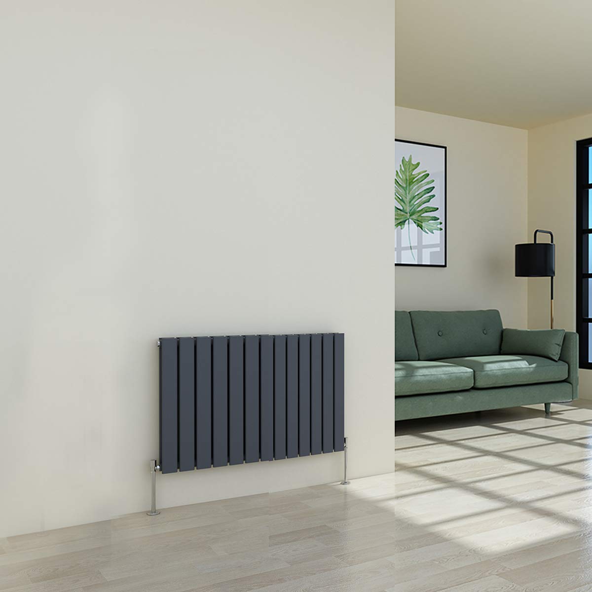 Warmehaus Horizontal Designer Radiator Flat Panel Modern Heating Double Anthracite Radiator 600 x 886mm โ image 1