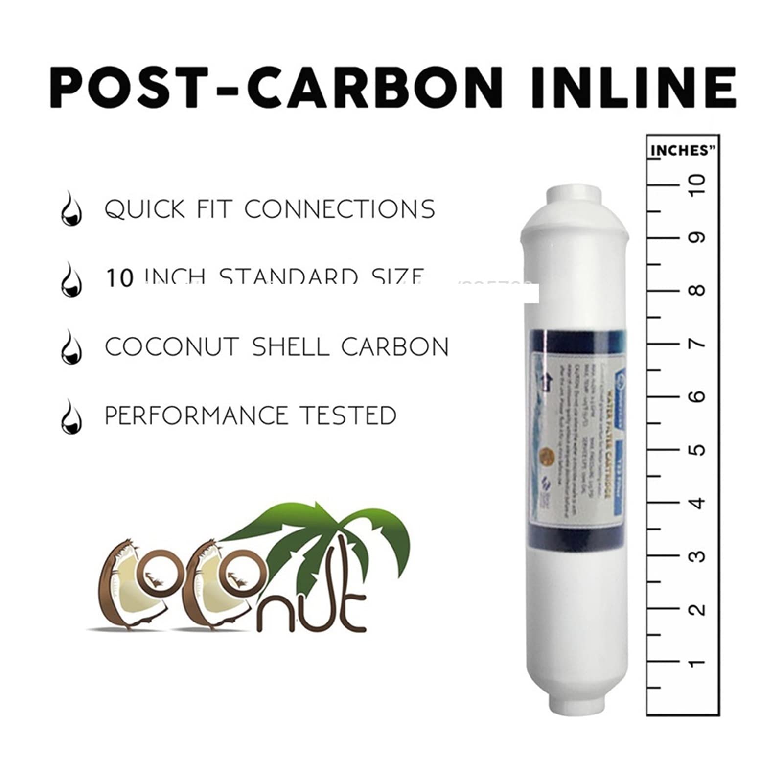 10 Cal T33 z 2 szt. Montażu oczyszczacz wody INLINE COCONUT Carbon Post FILTR WODY 5 mikronów filtr węglowy Bezpieczne materiały(2PCS)