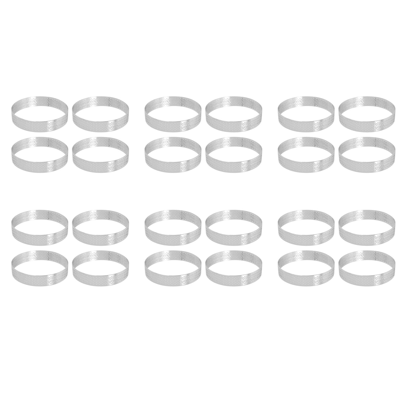 Hndhbfgrt 24Pcs Circular Porous Tart Ring Bottom Tower Pie Cake Mould Heat- Perforated Cake Mousse Ring,10cm