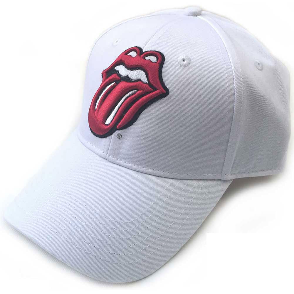 The Rolling Stones Men's White Baseball Cap Classic Tongue Band Logo Strapback One Size