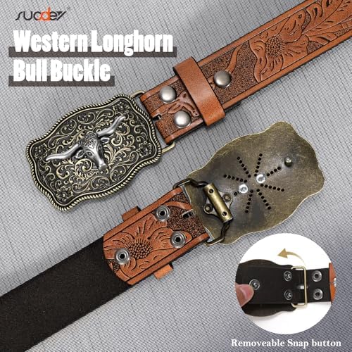 Cintura Stile Western Lavoro Spessa Marrone Chiaro - Fatta A Mano In USA, Fibbia A Tre Punte, Stile Western Cintura In Pelle Di Bufalo
