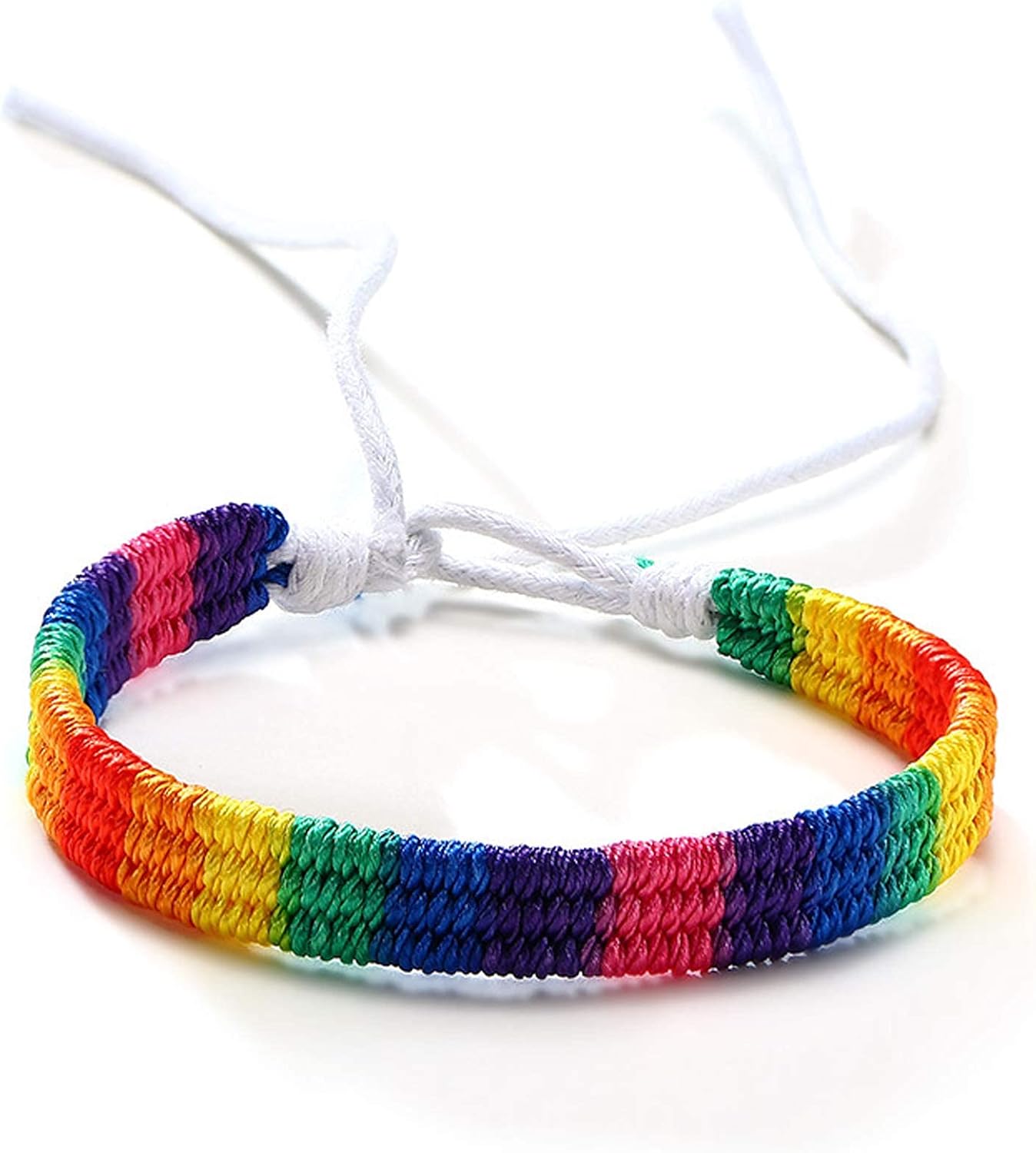 Nanafast Rainbow LGBT Pride Bracelet Handmade Braided Friendship String Bracelet for Gay & Lesbian LGBTQ Wristband Adjustable Size - Image 2