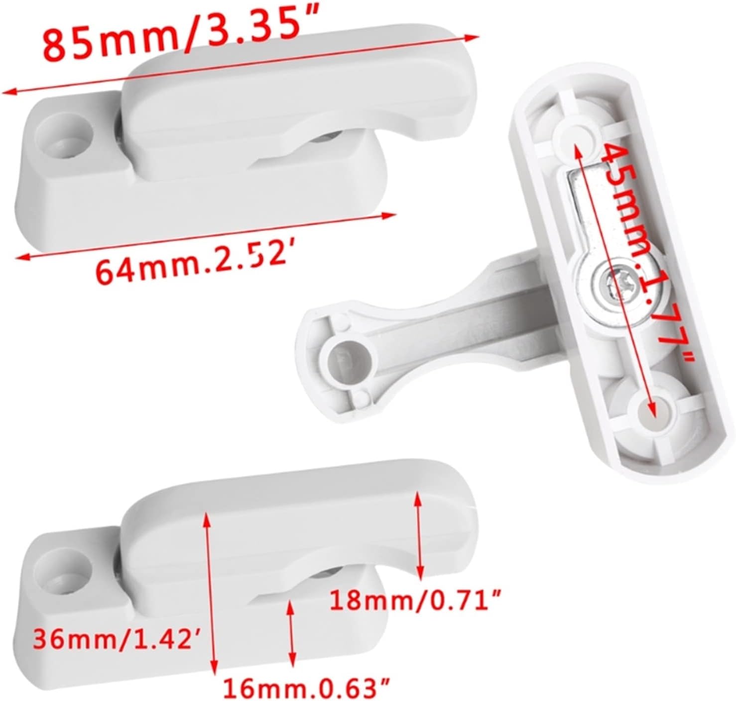 Plastic Child Safe Security Window Door Sash Lock Safety Lever Handle Sweep Latch
