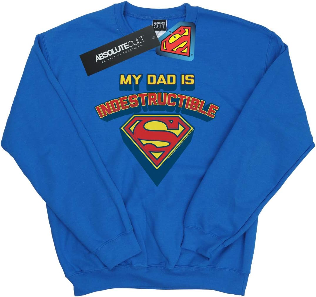 DC Comics Boys Superman My Dad is Indestructible Sweatshirt Royal Blue 9-11 Years