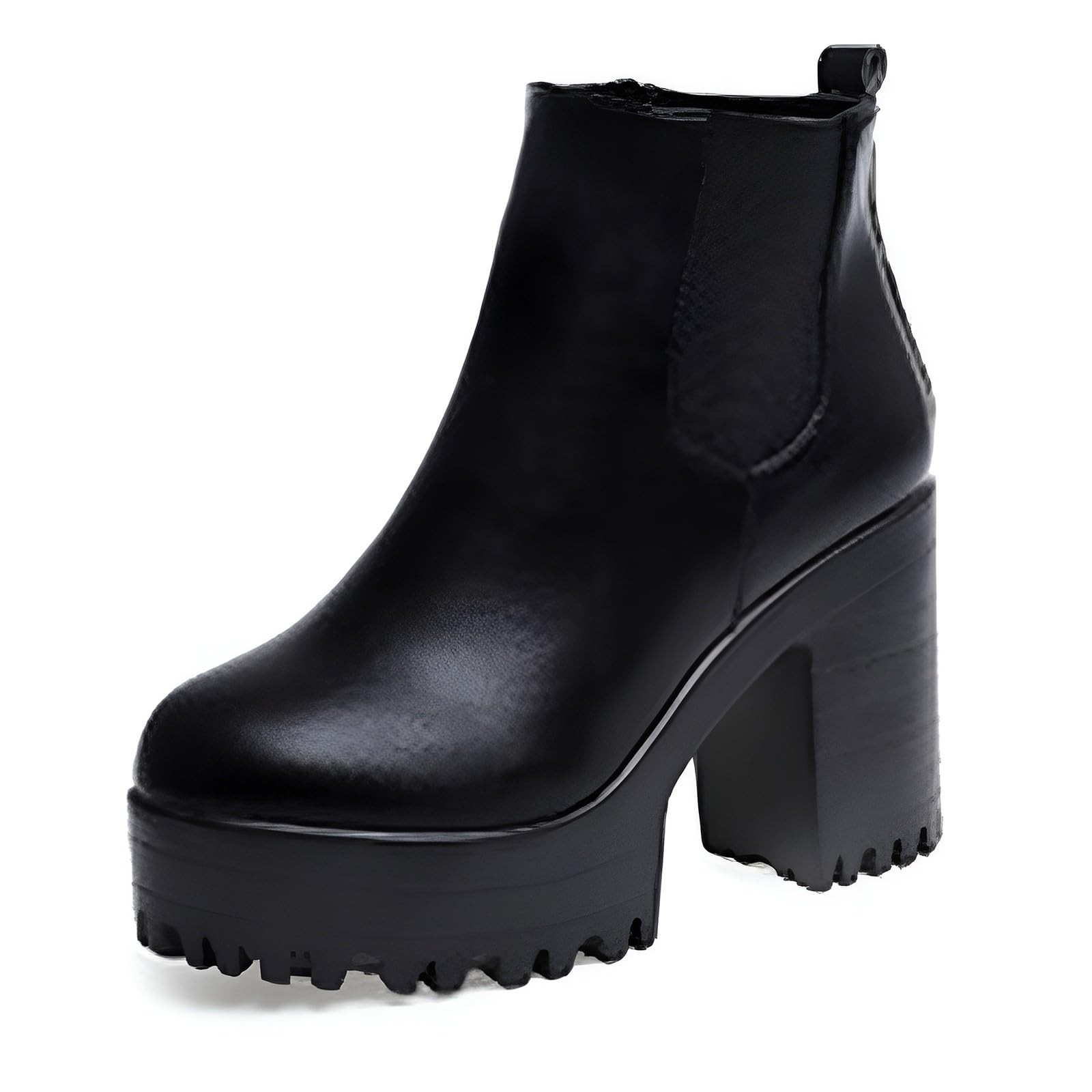 Botas De Mujer Tacón Cuadrado Suela De Plataforma Para Moda Altura Del Muslo Botines Gruesos Diseño Elegante