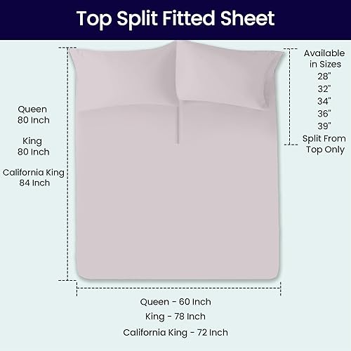 Miniatura 5 de SGI - Juego de sábanas flexibles divididas superiores para cama ajustable de 32 pulgadas, cabeza dividida, tamaño King, 1000 hilos, algodón egipcio