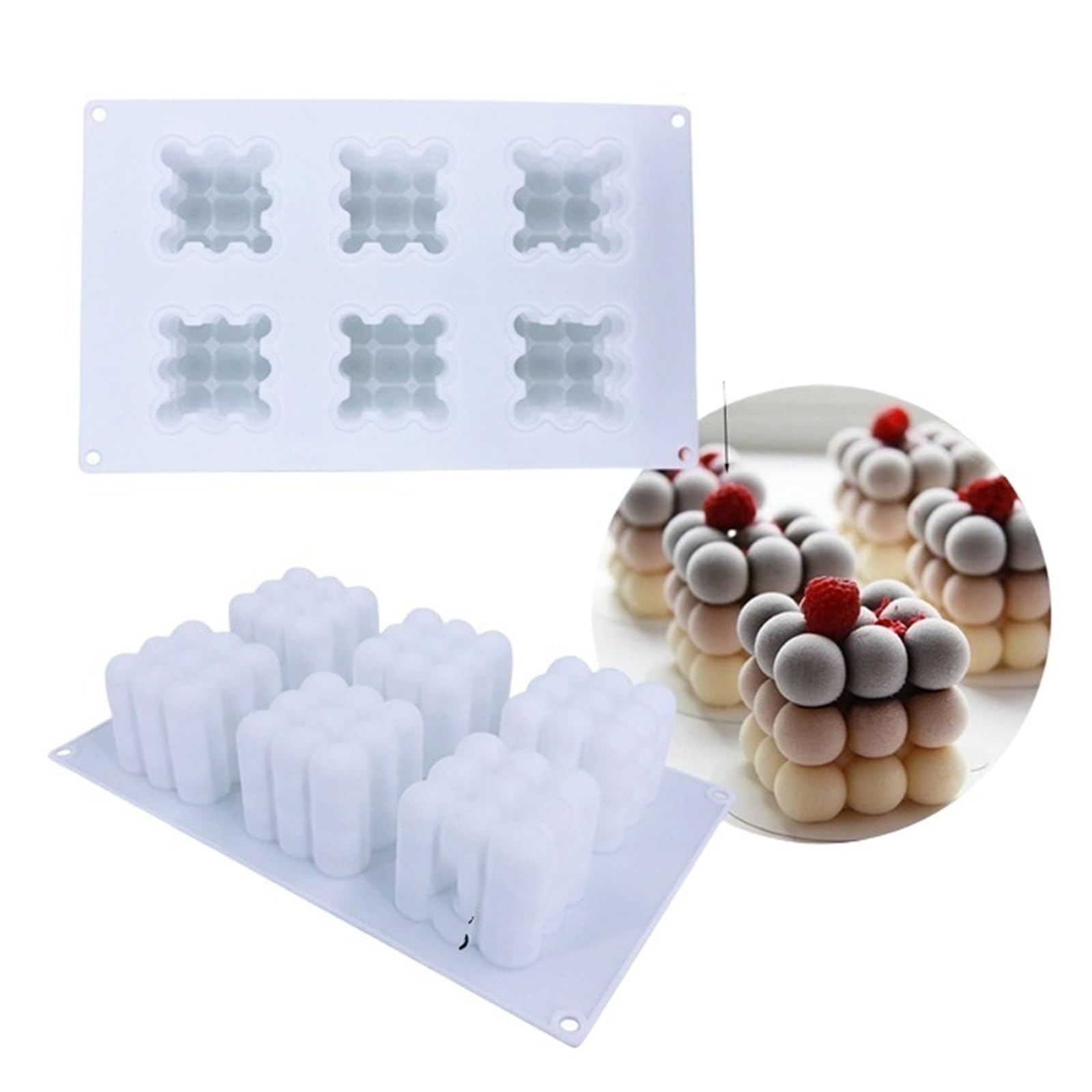 Mini cubo 3D de 15/6 cavidades for hornear molde for tarta o Mousse, moldes cuadrados de silicona for postres, utensilios de cocina for horno, molde de escayola for velas(Dark Khaki)
