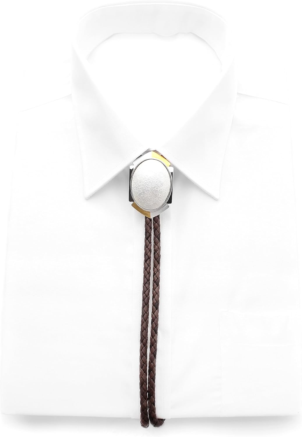 Bolo Tie Cloisonne Silver Genuine Leather The Leader Collection Integrity Brown Cord Free Edition