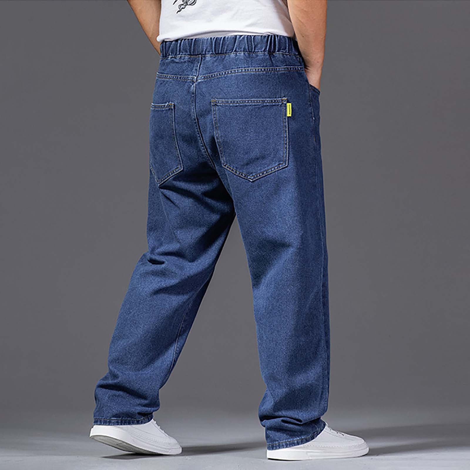 Pantalones Hombre Tallas Grandes,Pantalones Vaqueros Hombre Informales con Cordón y Bolsillos Cintura Elástica Vaqueros Hombre Pierna Recta Pantalon Hombre Basica Pantalon Vaquero Hombre Ofertas