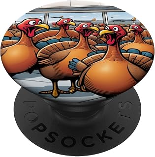 Thanksgiving Turkeys at The Airport for Holiday Travel PopSockets Adhesive PopGrip