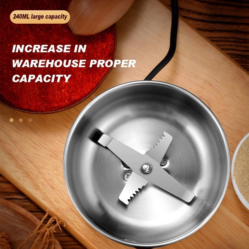 Small Grain Mill Grinder Electric Easy to Use Grain Mill Grinder Electric Transparent Lid Coffee Grinder for Offices Household Kitchenware Anywhere 4 7.6inches 150w