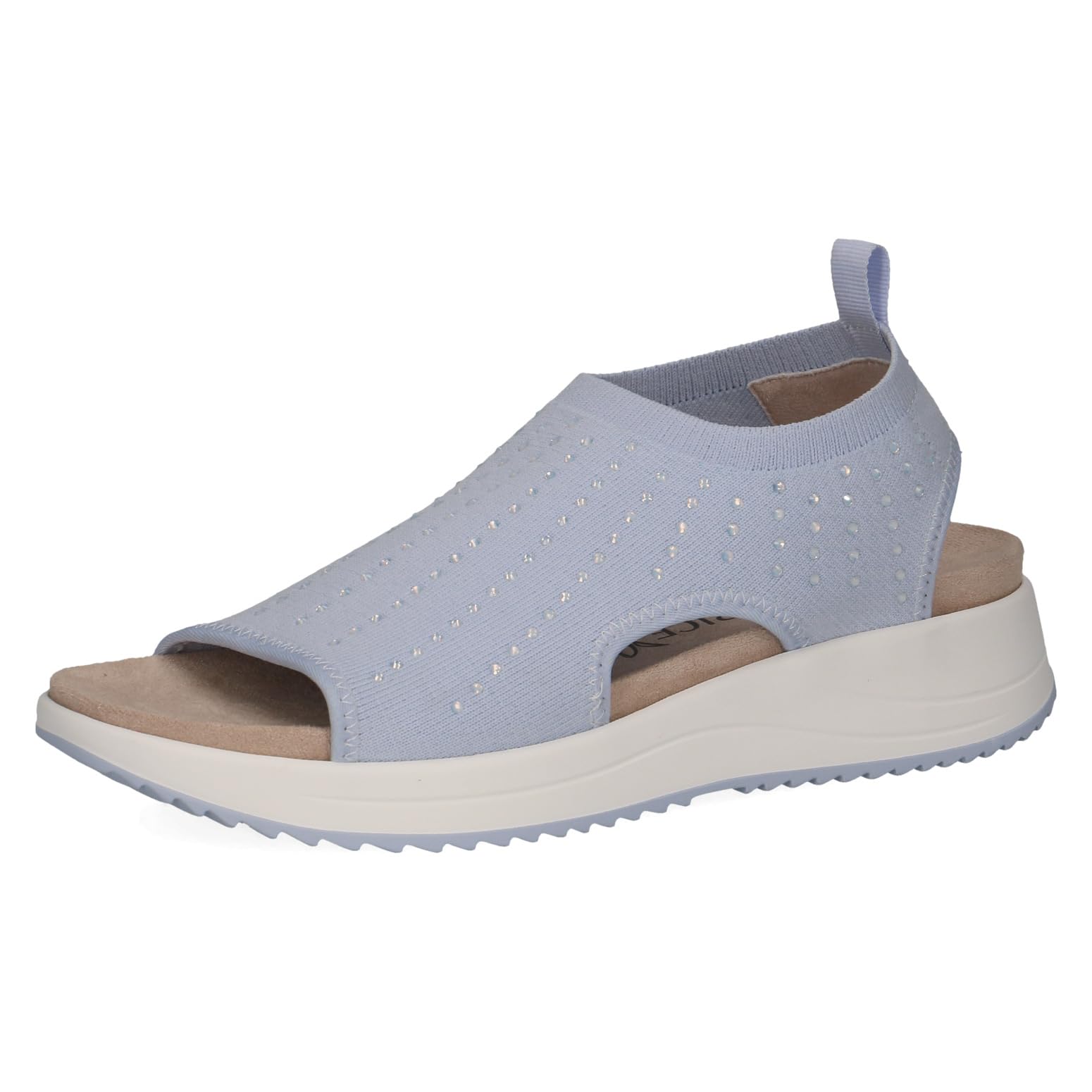 CAPRICE Women Sandals flat Soft Footbed Comfortable, Blue (Lt.Blue Knit), 4 UK