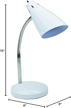 V- Light Adjustable Desk Task Lamp, White (VS150002W)