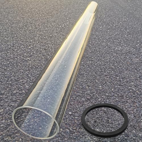 Glass Tube Replacement for 4-Sided Patio Gas Heaters, Clear Cylindrical Heat Shield with Ring, 49.5 x 4 Inch, Compatible with Outdoor Heater Models