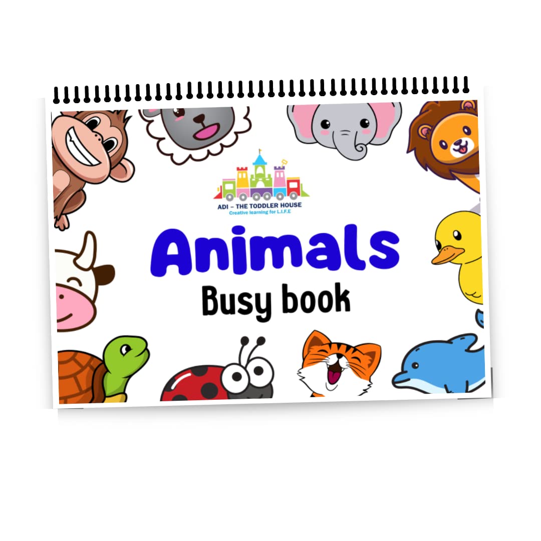 Animals Busy Book for Kids, Montessori Toys for Toddlers, Sensory Educational book, 10 Pages Toddler Preschool Activity Binder and Early Learning Toys Book [Spiral-bound] The Toddler house