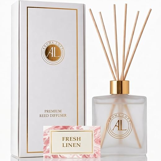 Frosted Reed Diffusers for Home | Premium Fragrance Diffuser | Frosted Diffuser Sticks in Oil Set with Fresh Linen Scent | Smell Good Stuff | Long-Lasting Oil for Bathroom & Office (5 oz)