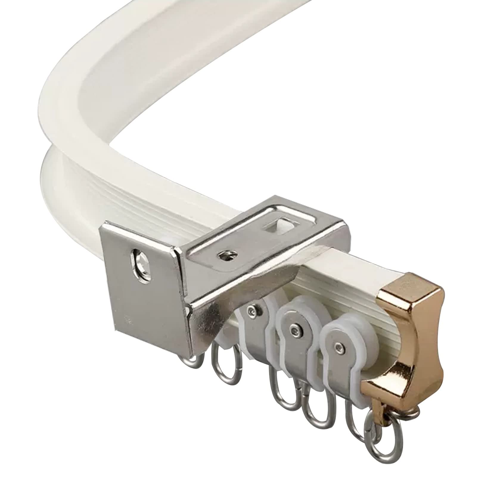 Sistema de riel de cortina para montaje en pared/techo, barra de ducha curvada de 2,5 m / 8.2ft y separadores de habitación para bahía, cenador, balcón, caravana, versátil para uso doméstico y