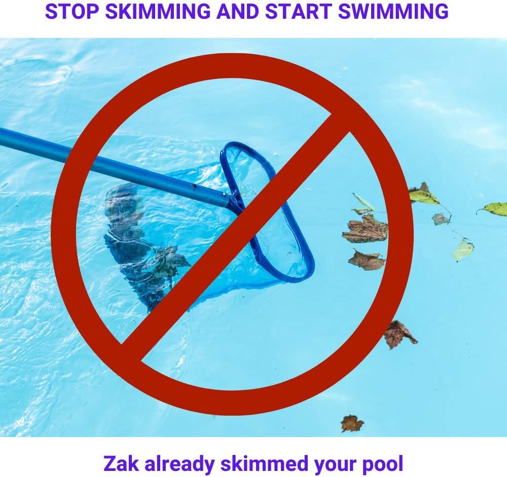 ZAK THE POOL MINDER Hands Free Pool Skimmer | Continually Captures Floating Debris | Eliminates Need to Manually Skim Pool by Hand w/Long Pole | Easy to Clean | Installs in Seconds No Tools Req’d