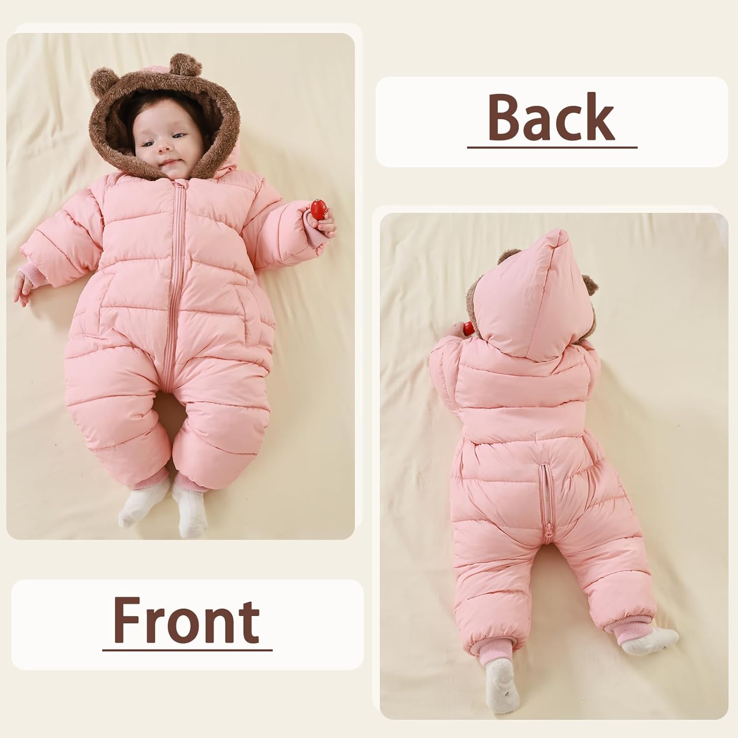Baby Boys Girls Snowsuit Winter Clothes Suit Hooded Jumpsuit Romper Bear Outfit Infant Warm Coat Outwear Overcoat - Image 9