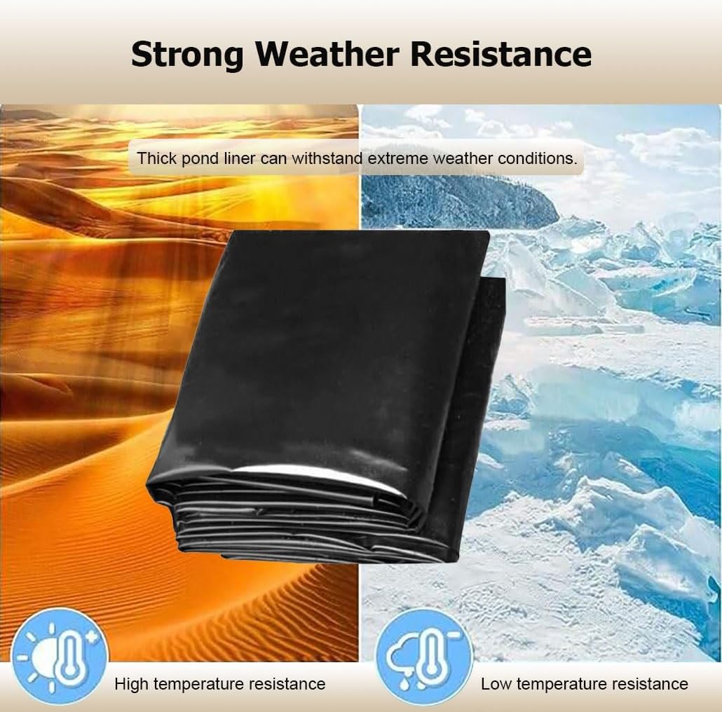 3.3-52.5' Width 26.2-164' Length 4 Mil Thickness HDPE Professional Preformed Pond Liner Easy Cutting, Underlayment for Fountain Waterfall Water Garden(4x10m/13.1x32.8')