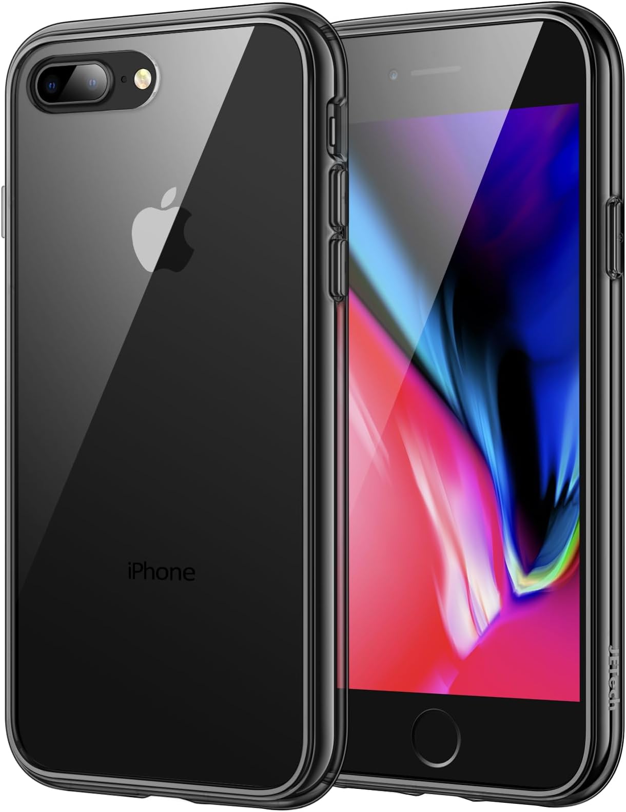 Case for iPhone 8 Plus and iPhone 7 Plus 5.5-Inch, Non-Yellowing Shockproof Phone Bumper Cover, Anti-Scratch Clear Back (Black)