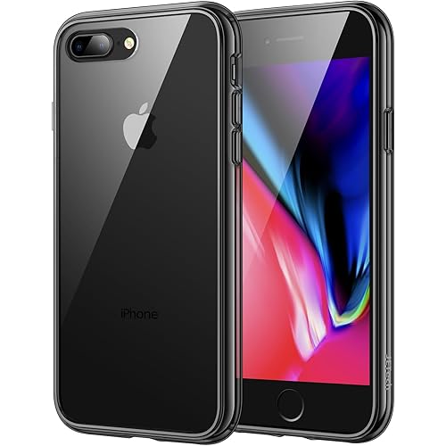 JETech Case for iPhone 8 Plus and iPhone 7 Plus 5.5-Inch, Non-Yellowing Shockproof Phone Bumper Cover, Anti-Scratch Clear Back (Black)
