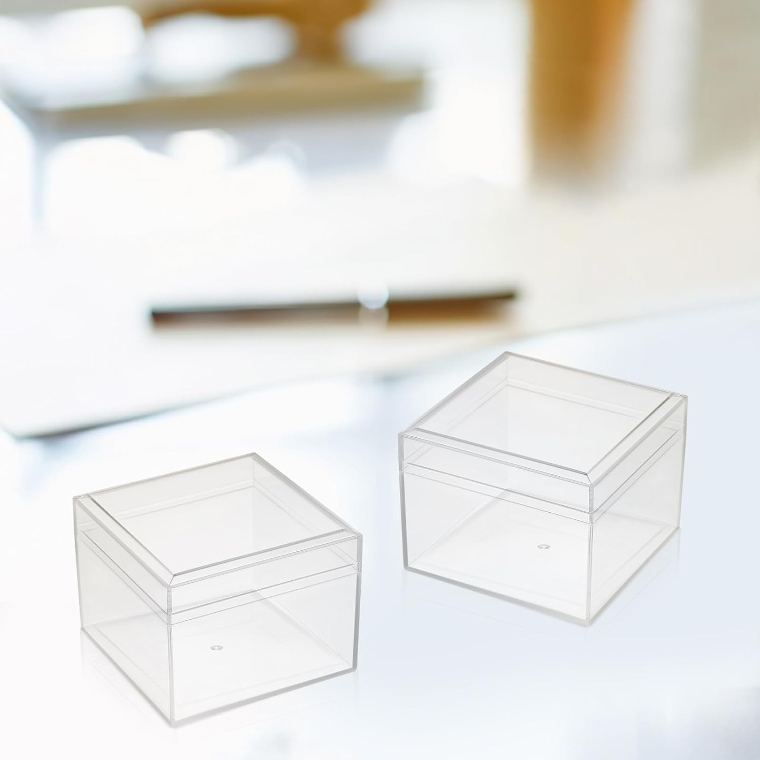 4pcs Clear Acrylic Storage Boxes with Lids Multi-purpose Transparent Organizers for Jewelry Candy Snacks Hair Accessories Home Office Use
