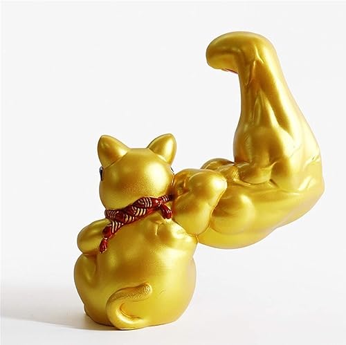 Miniatura 3 de WEJUANR Regalo de decoración de gato de la suerte, fuerte regalo de apertura de brazo muscular, gato de la suerte, estatuas de decoración del hogar,