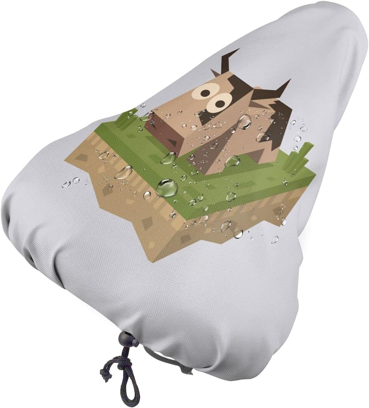 マインクラフト かわいい 牛 自転車用防水クッションカバー 防水防塵防汚カバー サドルカバー 狭いシートと広いシート対応でき 易収納 汚れ防止 耐熱 軽量 丈夫 日焼け防止 Uvカット レインカバー付き シートカバー フィットネスバイク用 ロードバイク マウンテンバイク