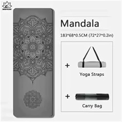 Miniatura 2 de PU Silver Yoga Mat Natural Rubber Sport With Position Line Meditation Patterned Training Exercise Non-Slip Fitness Mats