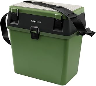 Crystals Fishing Tacke Box Seat - Sea Angling Padded Seat with Bait Lure Box Set - Carp Tackle Kit Accessories Box - Fishing Gear Storage Organiser, Green/Black