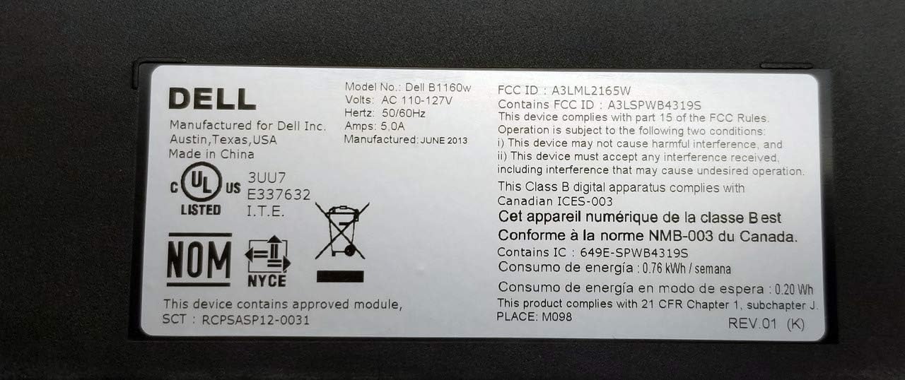 Dell Computer B1160w Wireless Monochrome Printer