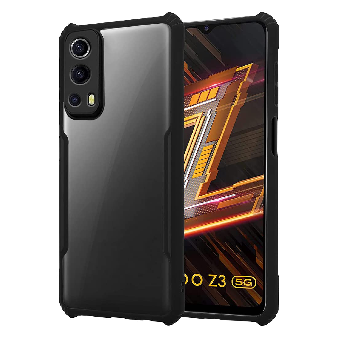 Amazon Brand - Solimo Soft & Flexible Shockproof Silicone Mobile Back Cover with Cushioned Edges for Vivo iQOO Z3 (Black)