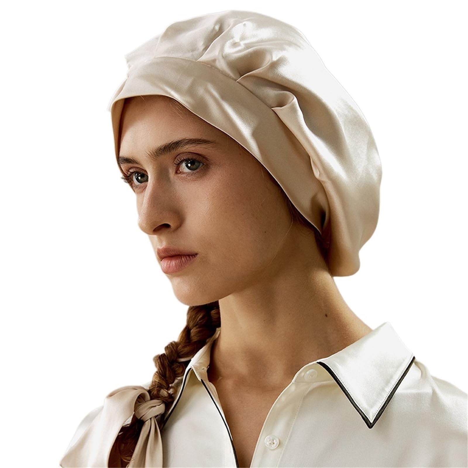 Gorro Saten Pelo Rizado Gorro de seda con banda elástica y lazo largo for dormir, cuidado del cabello, accesorios casuales a juego, turbante