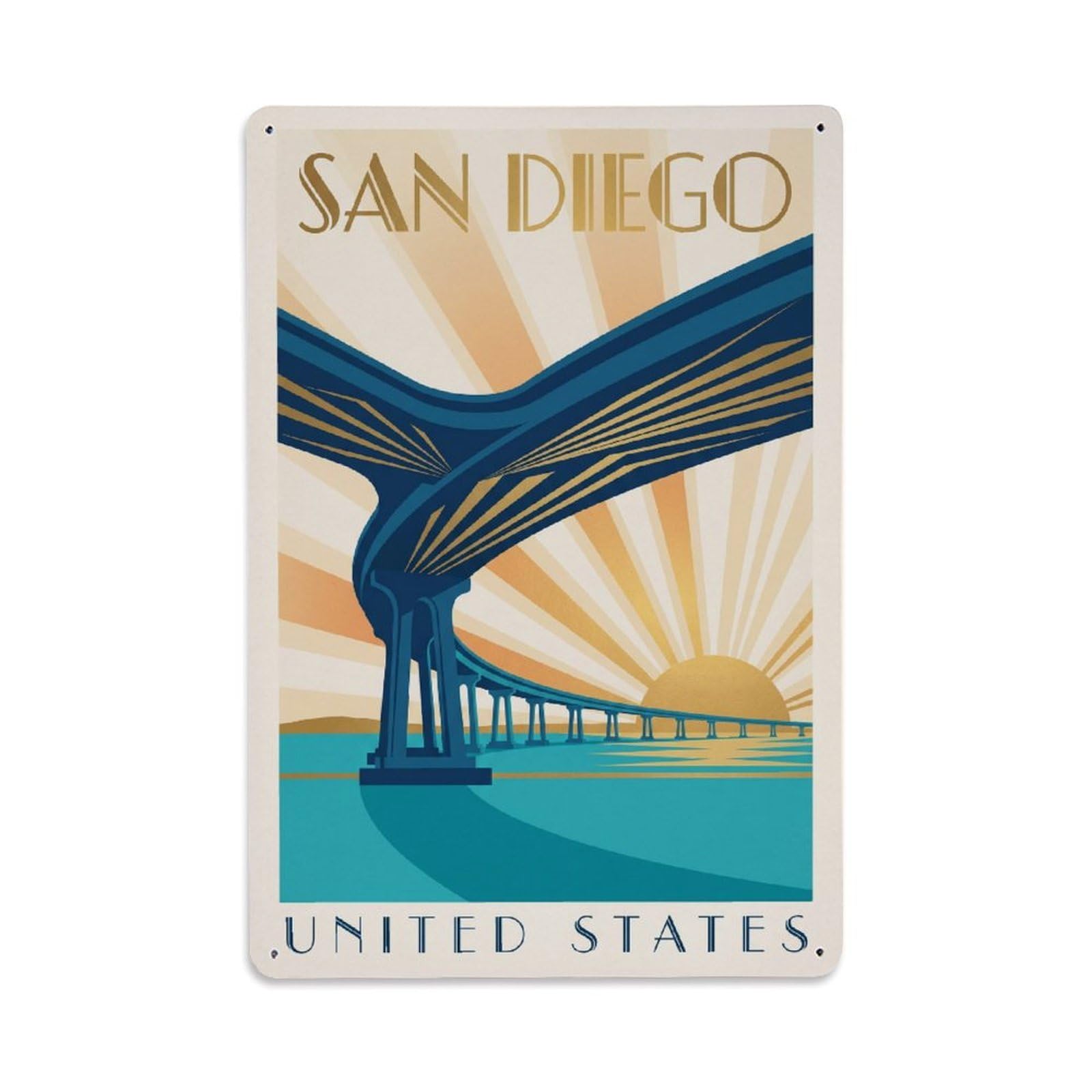 Xanthor Style Retro United States San Diego Travel Metal Tin Sign
