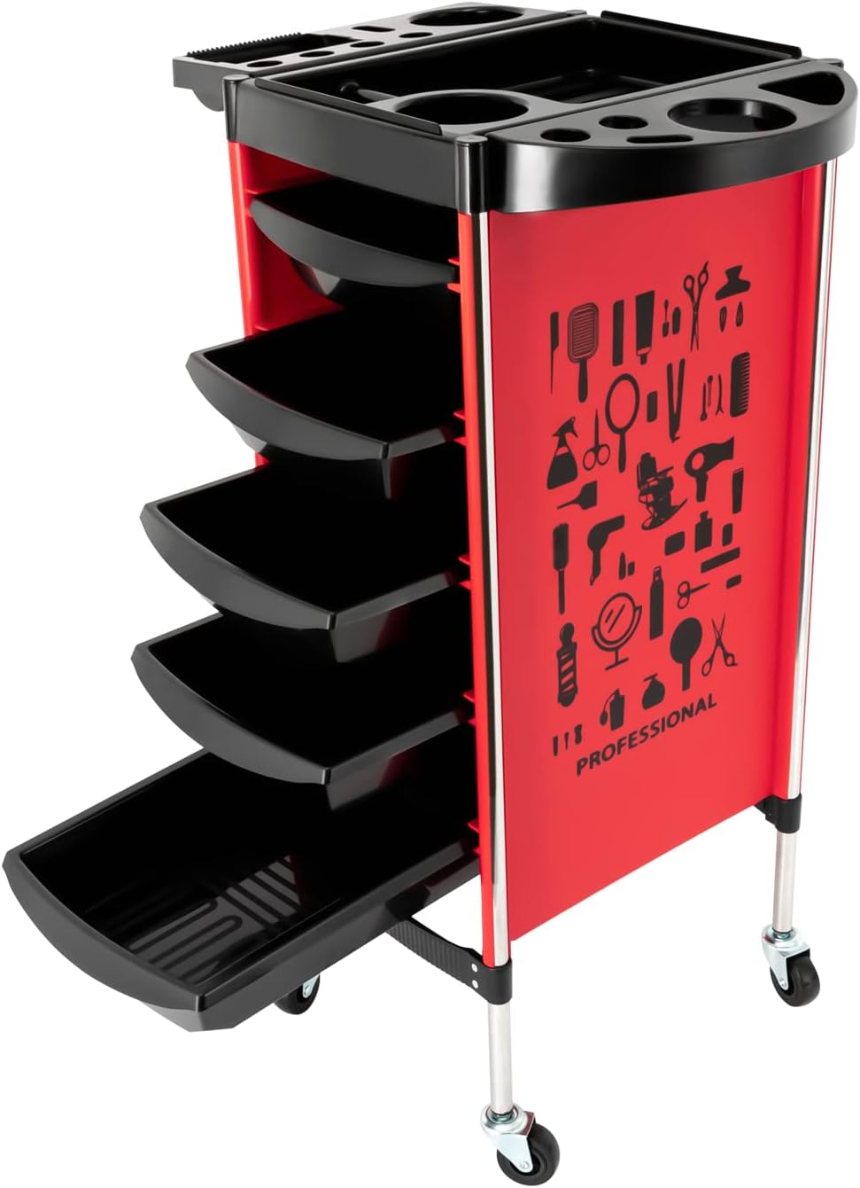 Collapsible Wagon Cart with Wheels Foldable Folding Wagons Carts Silent Universal Wheels,Salon Hairdresser Storage Cart with 5 Drawers on Wheels for Salon Spa Organization and Convenience (R