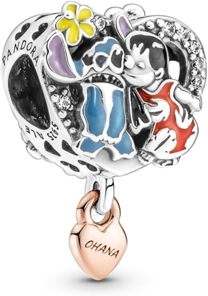 PANDORA Charms Disney-Figuren, Sterlingsilber und 14-karätig Roségold-vergoldet, einzigartige Metallmischung