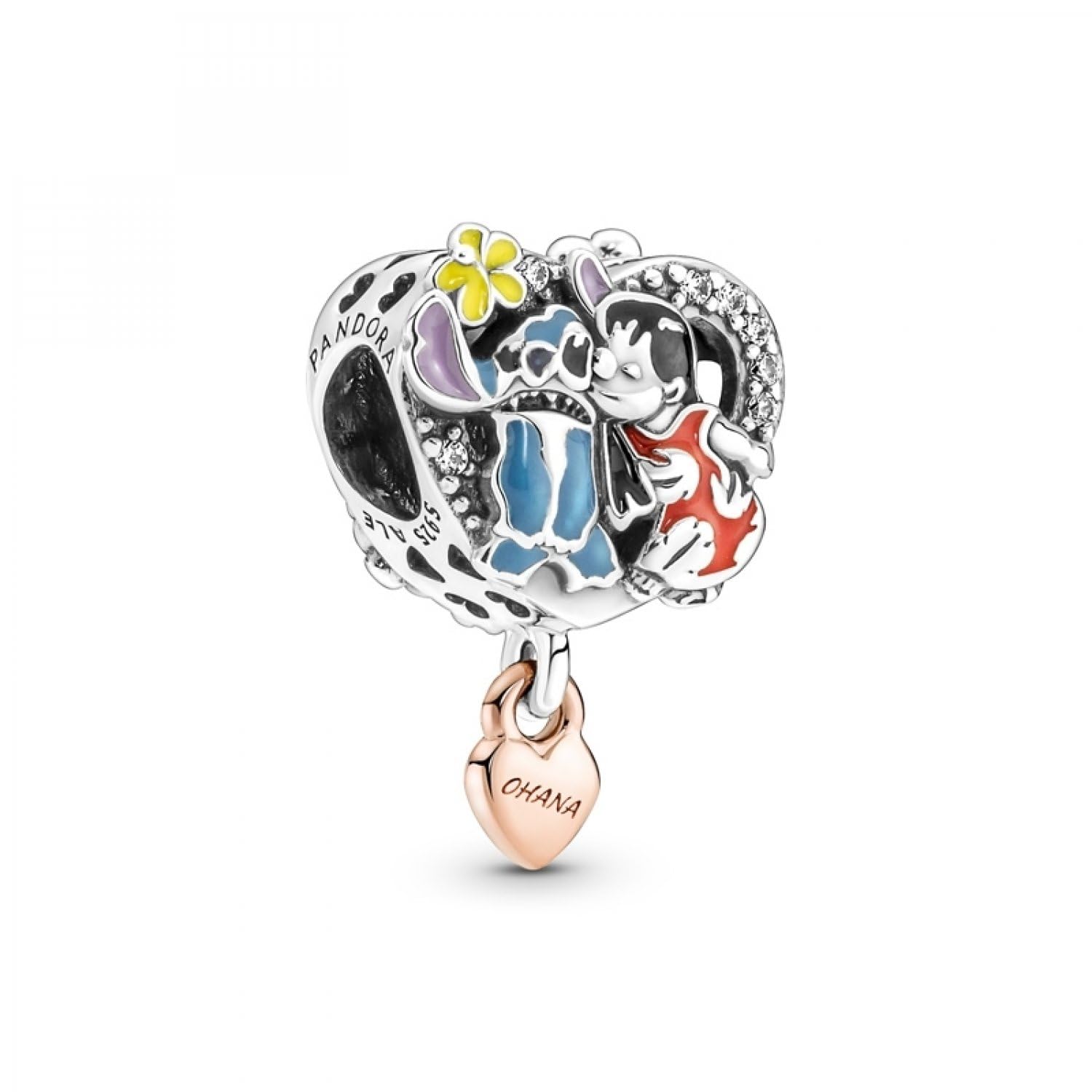 PANDORA Charms Disney-Figuren, Sterlingsilber und 14-karätig Roségold-vergoldet, einzigartige Metallmischung
