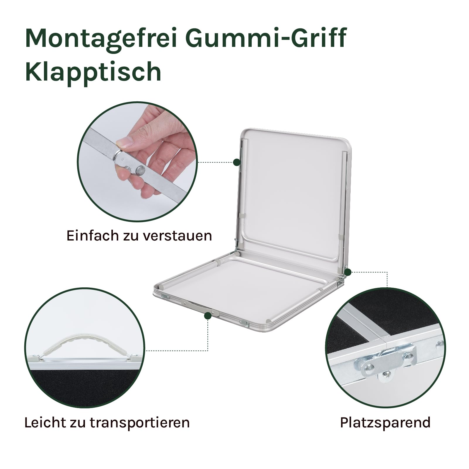 WOLTU Campingtisch Klapptisch 120x60cm, höhenverstellbarer klappbarer Gartentisch aus Alu und MDF für Camping, Garten, Feste, und Märkte Schwarz