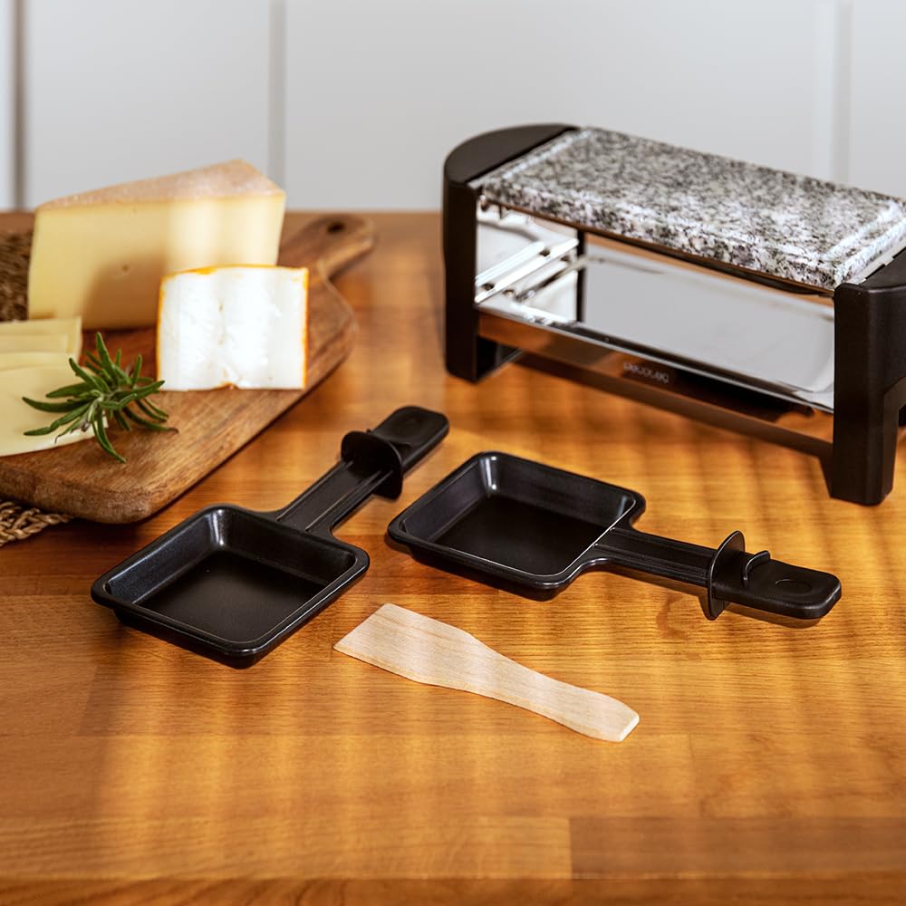 Cecotec Raclette z grillem elektrycznym 3200 W AllStone dla 2 osób, stal nierdzewna, nieprzywierająca płyta